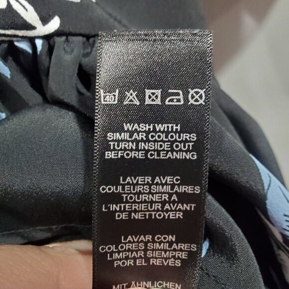 Asos Women's Black Blue Floral Short-Sleeved Peplum Top Blouse Ruffles Sz 4 - Picture 9 of 12